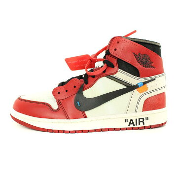 ナイキ オフホワイト/NIKE OFF-WHITE　【AIR JORDAN 1 AA3834-101】エアジョーダン1スニーカー(26.5cm/レッド×ホワイト)【HJ12】【メンズ】【小物】【725091】【中古】bb92#rinkan*S