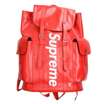 シュプリーム ルイヴィトン/SUPREME LOUISVUITTON　【17AW】【LV Christopher Backpack】エピレザーリュック(レッド)【OM10】【小物】【428091】【中古】bb32#rinkan*B