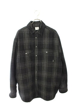 ヴェトモン/VETEMENTS　【17AW】【Oversized Checked Wool Blend Shirt MAH18SH13】オーバーサイズ中綿キルティングチェック長袖シャツ(XS/グレー)【FK04】【メンズ】【504002】【中古】bb81#rinkan*B