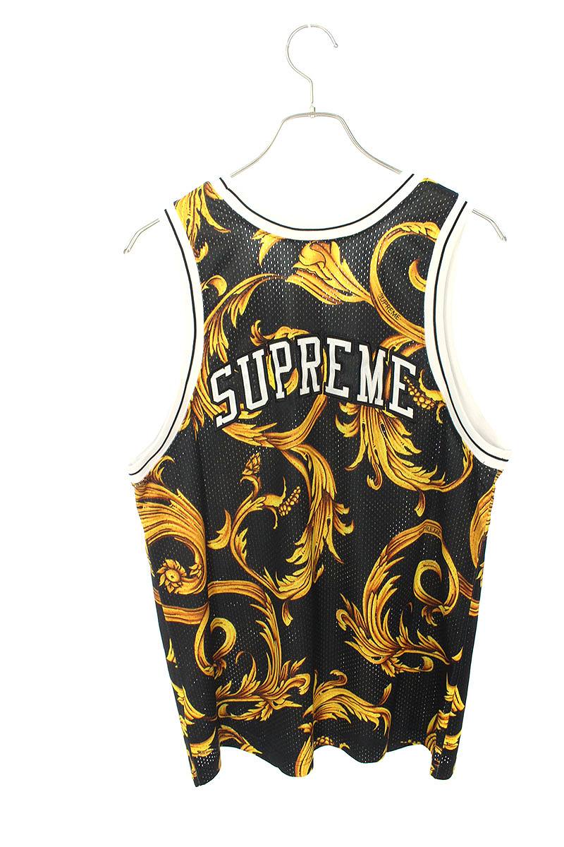 シュプリーム/SUPREME　×ナイキ/NIKE 【14SS】【Basketball Jersey】総柄メッシュジャージタンクトップ(M/ブラック×イエロー)【SB01】【メンズ】【825002】【中古】bb295#rinkan*B