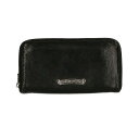 クロムハーツ/Chrome Hearts 【REC F ZIP/リザード】ラウンドジップレザーウォレット財布(ブラック×シルバー)【SS07】【小物】【702102】【中古】bb81#rinkan*C