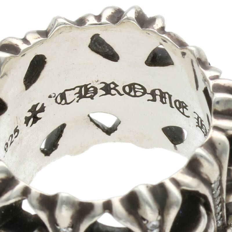 クロムハーツ/Chrome Hearts　サイズ:19号 【CEMETERY P/D/セメタリークロス】PAVEダイヤ/セメタリークロスリング(シルバー×クリア/22.57g)【SS07】【小物】【304012】【中古】bb326#rinkan*B