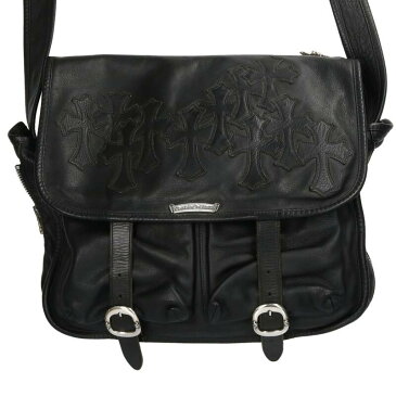 クロムハーツ/Chrome Hearts　 【SHOULDER BAG-CEME】セメタリークロスパッチレザーショルダーバッグ(ブラック)【326022】【SJ02】【小物】【中古】bb33#rinkan*A