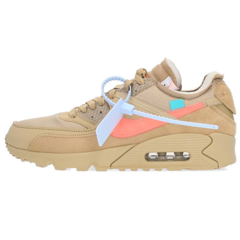 ナイキ オフホワイト/NIKE OFF-WHITE　サイズ:26.5cm 【AIR MAX 90 Desert Ore AA7293-200】エアマックス90スニーカー(カーキ調×ピンク)【807022】【OM10】【メンズ】【小物】【中古】bb223#rinkan*S