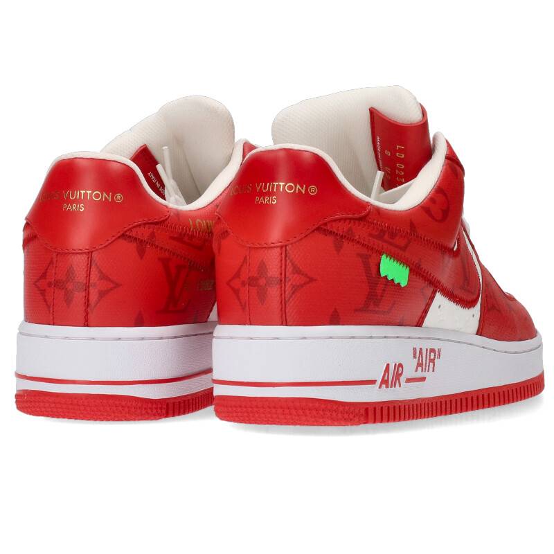 ルイヴィトン/LOUISVUITTON　×ナイキ/NIKE サイズ:US 8 【AIR FORCE 1 LOW】モノグラムレザーローカットスニーカー(ホワイト×レッド)【408022】【SB01】【メンズ】【小物】【中古】bb187#rinkan*S