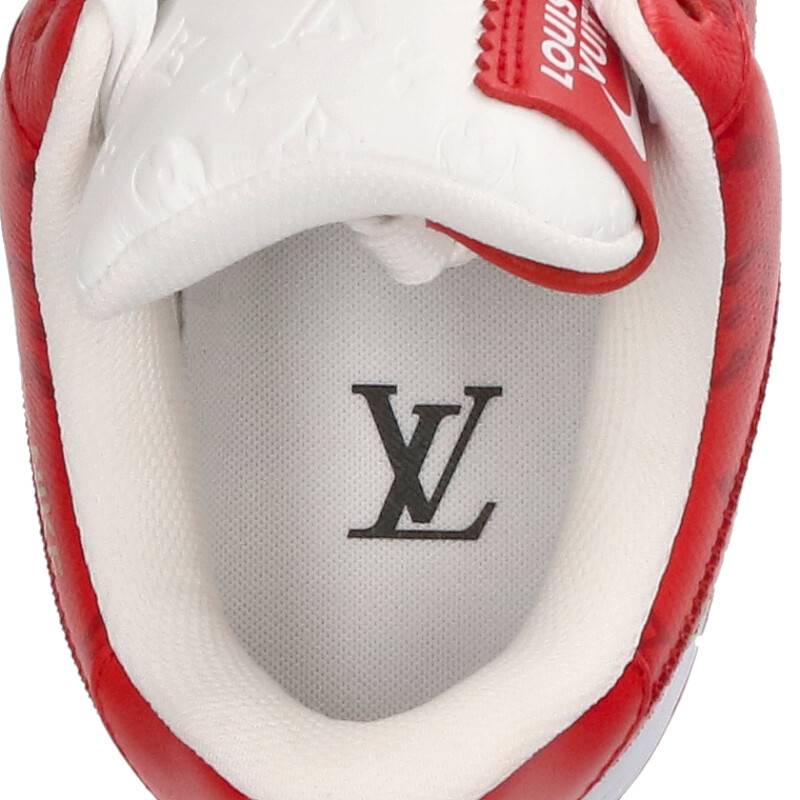 ルイヴィトン/LOUISVUITTON　×ナイキ/NIKE サイズ:US 8 【AIR FORCE 1 LOW】モノグラムレザーローカットスニーカー(ホワイト×レッド)【408022】【SB01】【メンズ】【小物】【中古】bb187#rinkan*S