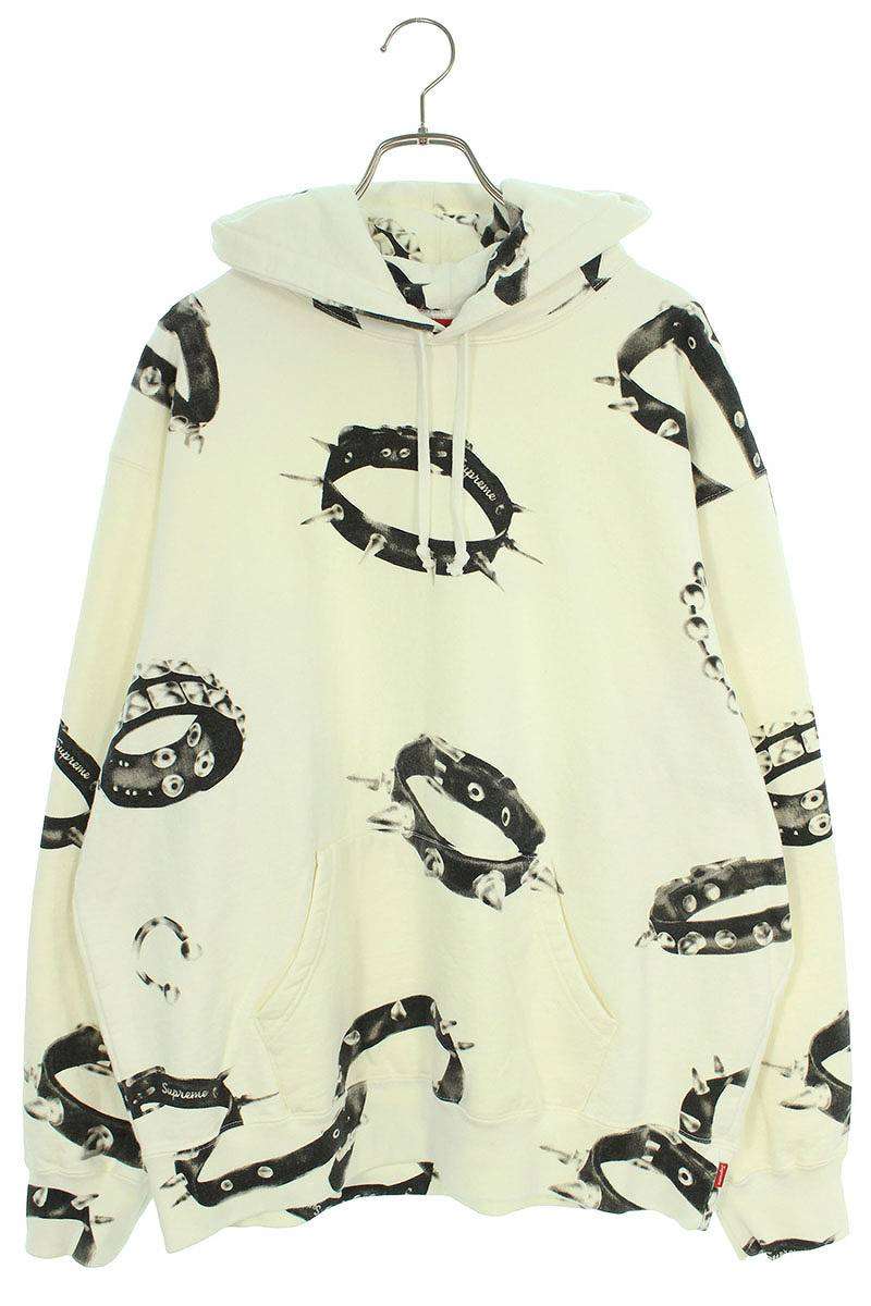 シュプリーム SUPREME　サイズ:L 20AW Studded Collars Hooded Sweatshirt パーカー(ホワイト)【928032】【OM10】【メンズ】【中古】bb327#rinkan*B