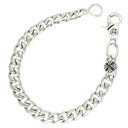 クロムハーツ Chrome Hearts　サイズ:ショート CROSS LINK CLP CHN CLASSIC-S ショートクラシックリンク シルバー ダイヤ 1ルビーウォレットチェーン(シルバー×クリア×レッド 195.72g)【014032】【SJ02】【小物】【中古】bb82#rinkan*B