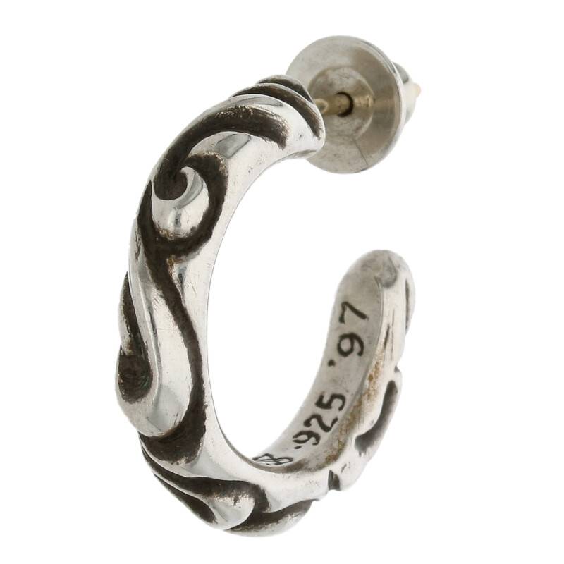 クロムハーツ Chrome Hearts　 HOOP SCROOL 1 スクロールフープ シルバーピアス(シルバー 4.01g)【224032】【SJ02】【小物】【中古】bb315#rinkan*B