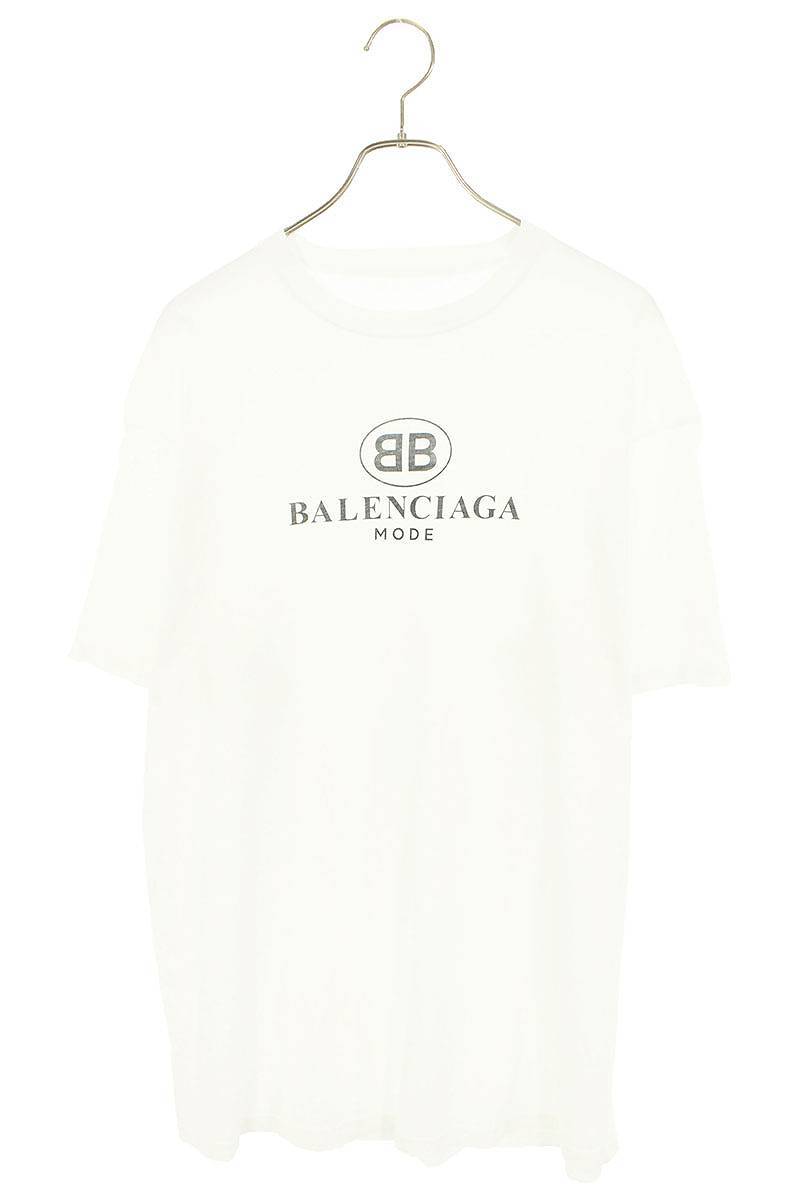 バレンシアガ BALENCIAGA　サイズ:XS 508203 TYK23 BBロゴプリントTシャツ(ホワイト)【724042】【NO05】【メンズ】【中古】bb169#rinkan*C