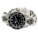 クロムハーツ Chrome Hearts　×ロレックス ROLEX サイズ:40mm Ref.14060 サブマリーナ ノンデイト ダガーファンシーリンクウォッチブレス腕時計(シルバー×ブラック 212.67g)【306032】【SJ02】【小物】【中古】bb378#rinkan*B