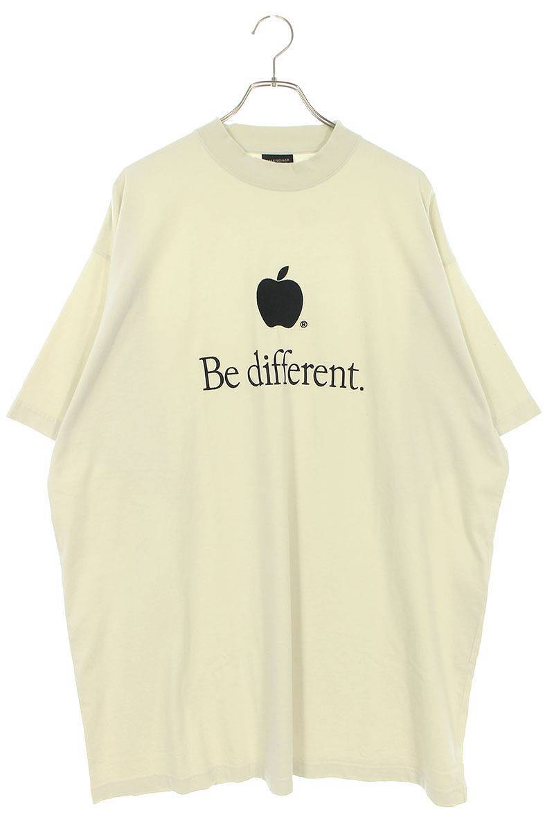 バレンシアガ BALENCIAGA　サイズ:3 22AW 712398 TNVB3 Be different刺繍Tシャツ(ベージュ調)【603042】【NO05】【メンズ】【中古】bb380#rinkan*S