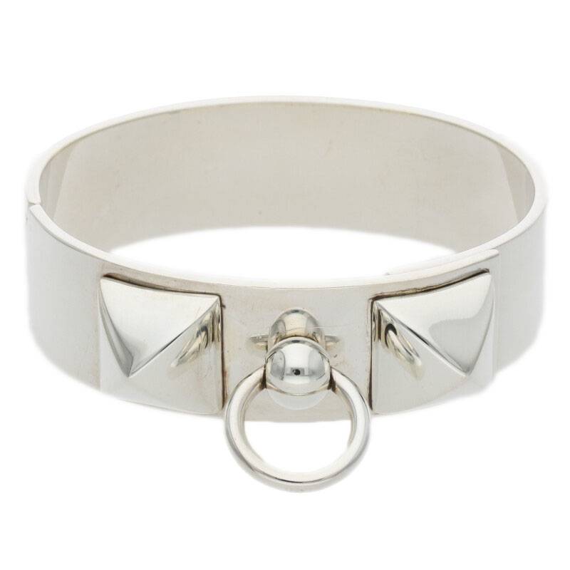 エルメス HERMES　サイズ:SH Collier de Chien MM コリエドシアンMMシルバーバングルブレスレット(シルバー 71.52g)【716032】【SB01】【小物】【中古】bb297#rinkan*C