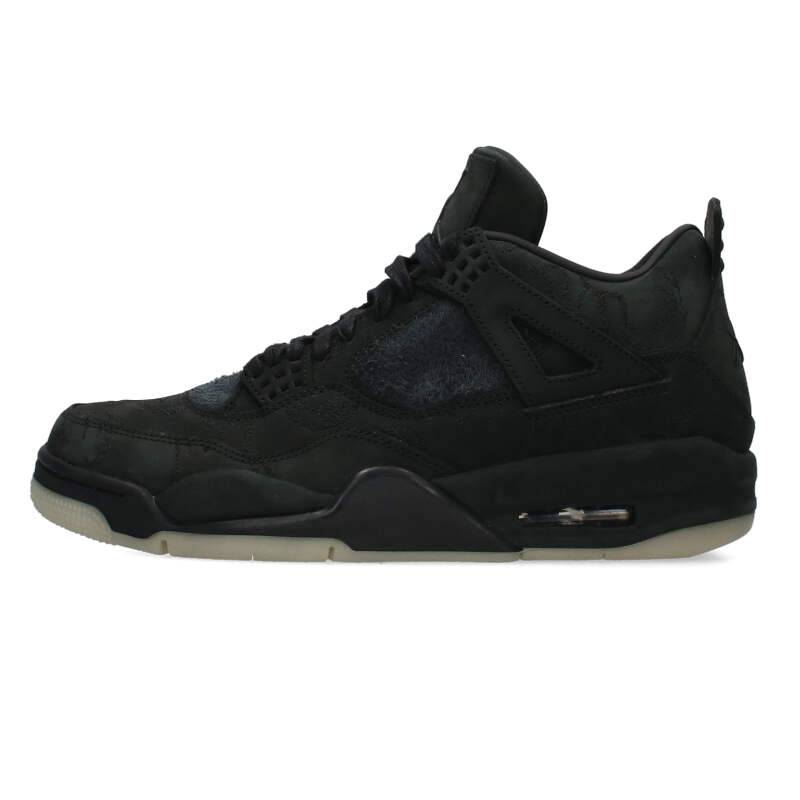 ナイキ NIKE　×カウズ KAWS　 サイズ:27.5cm AIR JORDAN 4 RETRO KAWS 930155-001 エアジョーダン4レトロスニーカー(ブラック)【227032】【NO05】【メンズ】【小物】【中古】bb170#rinkan*B