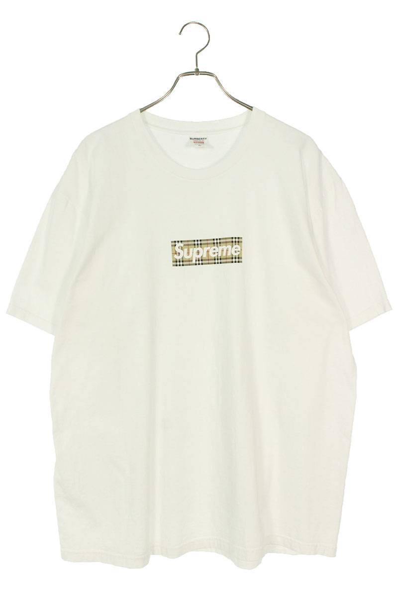 シュプリーム SUPREME　×バーバリー Burberry サイズ:XL 22SS Burberry Box Logo Tee バーバリーボックスロゴTシャツ(ホワイト)【024042】【SB01】【メンズ】【中古】bb294#rinkan*B