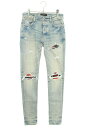 アミリ AMIRI　サイズ:29インチ PLAID THRASHER JEAN チェック柄蛇腹バイカーデニムパンツ(ブルー×レッド)【612132】【SS13】【メンズ】【中古】bb187#rinkan*S