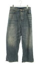 バレンシアガ BALENCIAGA　サイズ:XS 23SS 738751 TNW65 HYBRID BAGGY JEANS スウェット切り替えハイブリッドワイドデニムパンツ(インディゴ×ネイビー)【509032】【FK04】【メンズ】【中古】bb223#rinkan*B