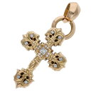 クロムハーツ Chrome Hearts　 22K FILIG CROSS-XSM P D フィリグリークロスXS PAVEダイヤ ゴールドネックレストップ(イエローゴールド×クリア 40.16g)【509032】【OS06】【小物】【中古】bb306#rinkan*B