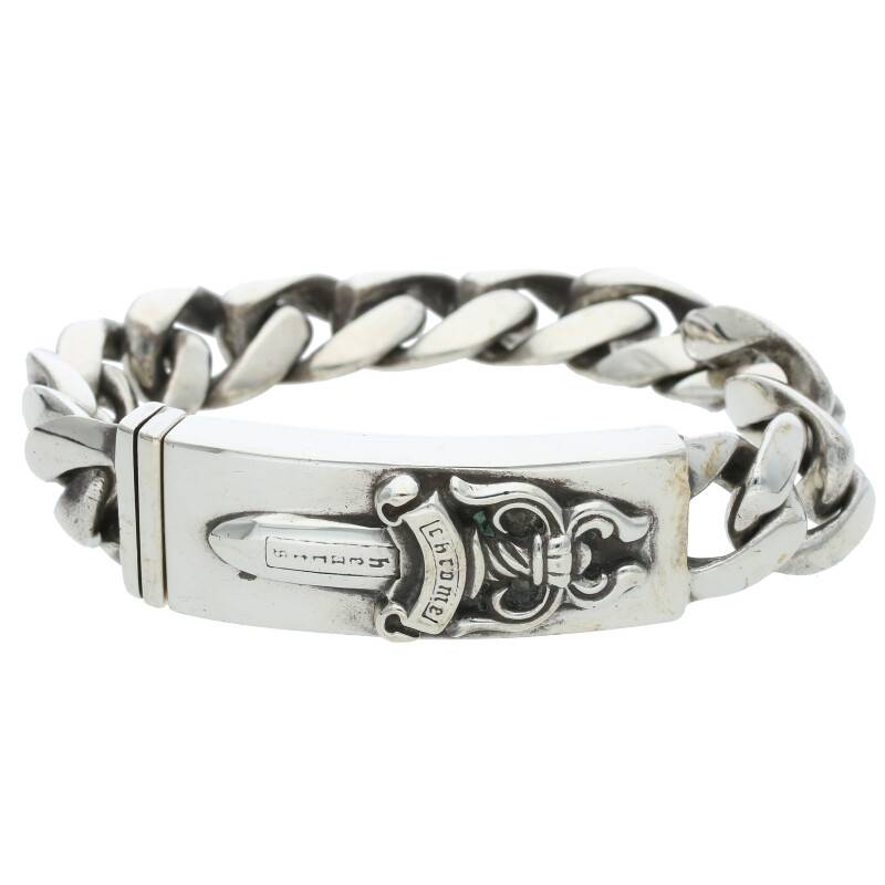 クロムハーツ Chrome Hearts　サイズ:12LINK ID DAGGER ダガーIDクラシックリンク シルバーブレスレット(シルバー 111.59g)【621132】【NO05】【小物】【中古】bb92#rinkan*B