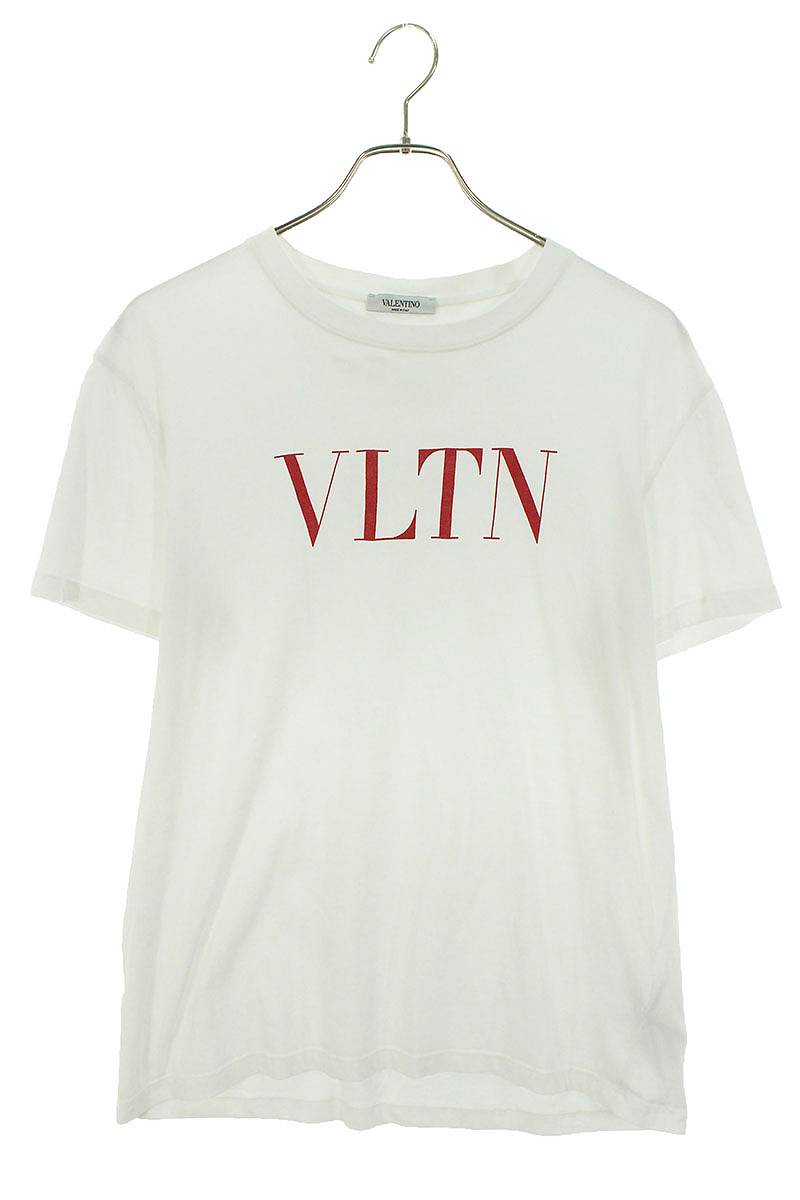 ヴァレンティノ VALENTINO　サイズ:S UV3MG10V3LE VLTNロゴプリントTシャツ(ホワイト×レッド)【415042】【SB01】【メンズ】【中古】bb87#rinkan*B