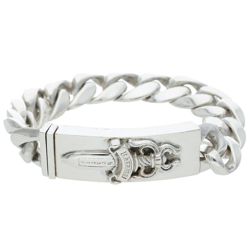 クロムハーツ Chrome Hearts　サイズ:13LINK ID DAGGER ダガーIDクラシックリンク シルバーブレスレット(シルバー 131.76g)【010132】【GZ11】【小物】【中古】bb315#rinkan*B