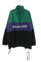 バレンシアガ BALENCIAGA　サイズ:50 534317 TBO12 ロゴプリントポプリンシャツブルゾン(グリーン×ブラック)【010132】【SB01】【メンズ】【中古】bb127#rinkan*B