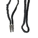 クロムハーツ Chrome Hearts　 LEATHER BRAID スクロールレザーブレード シルバーネックレス(シルバー×ブラック 総重量11.17g)【410132】【OS06】【小物】【中古】bb131#rinkan*B