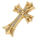 クロムハーツ Chrome Hearts 22K DBL CH CRS SML P D スモールダブルCHクロス PAVEダイヤ ペンダント ゴールドネックレストップ(イエローゴールド×クリア 31.92g)【510132】【SJ02】【小物】【中古】bb339#rinkan*B(4)