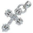 クロムハーツ Chrome Hearts　 18K FILIG CROSS-XSM P D フィリグリークロスXS PAVEダイヤ ホワイトゴールドネックレストップ(ホワイトゴールド×クリア 39.54g)【220132】【SJ02】【小物】【中古】bb294#rinkan*A