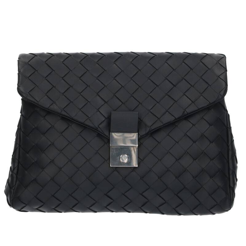 ボッテガヴェネタ BOTTEGA VENETA　 630236 イントレチャートレザークラッチバッグ(ブラック)【810132】【SB01】【小物】【中古】bb154#rinkan*A