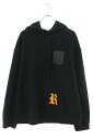 ラフシモンズ RAF SIMONS　サイズ:XL 23SS 231-160 Rスタンプクラッシュ加工プルオーバーパーカー(ブラック×オレンジ)【910132】【SB01】【メンズ】【中古】bb92#rinkan*B