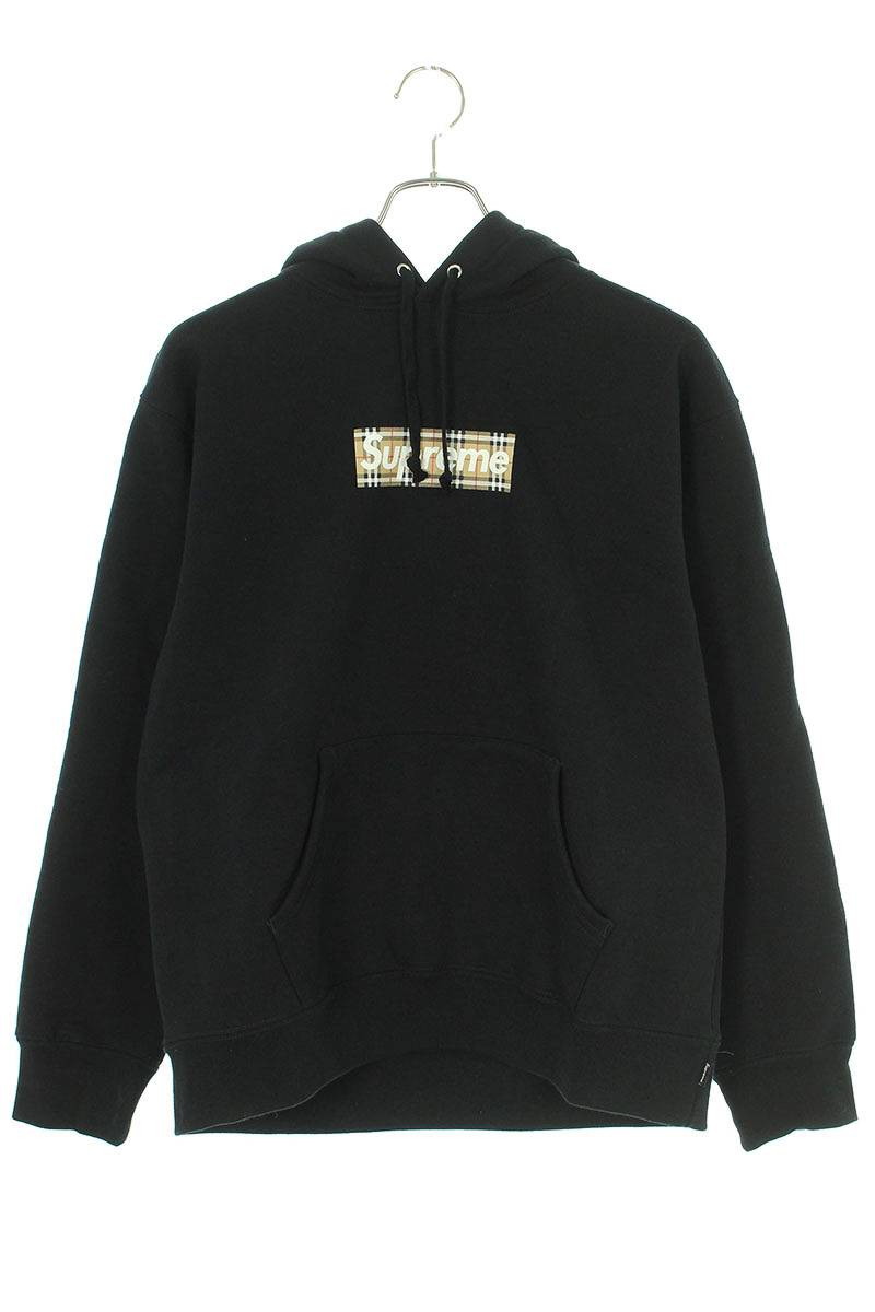 シュプリーム SUPREME　×バーバリー Burberry サイズ:S 22SS Burberry Box Logo Hooded Sweatshirt バーバリーボックスロゴパーカー(ブラック)【420132】【NO05】【メンズ】【中古】bb327#rinkan*B