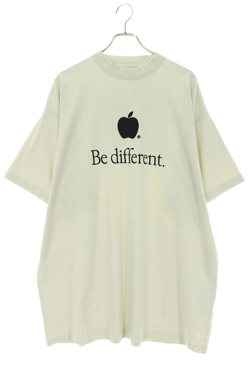 バレンシアガ BALENCIAGA　サイズ:3 22AW 712398 TNVB3 Be different刺繍Tシャツ(オフホワイト)【612132】【SS13】【メンズ】【新古品】bb20#rinkan*N