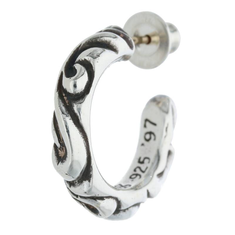 クロムハーツ Chrome Hearts　 HOOP SCROOL 1 スクロールフープ シルバーピアス(シルバー 4.45g)【621132】【SS07】【小物】【中古】bb327#rinkan*B