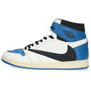 ナイキ NIKE　×トラヴィススコット Travis Scott サイズ:29.5cm AIR JORDAN 1 HI OG SP FRAGMENT MILITARY BLUE DH3227-105 エアジョーダン1ハイミリタリーブルースニーカー(ホワイト×ブルー×ブラック)【411132】【OM10】【メンズ】【小物】【中古】bb78#rinkan*A