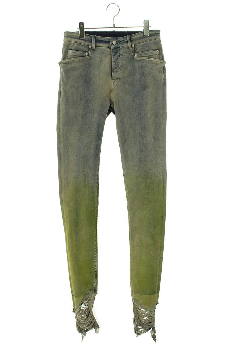 リックオウエンス Rick Owens　サイズ:IT32 RR02C7314-SDADFR TYRONE CUT PEARL ACID DEGRADE グラデーションデストロイデニムパンツ(グレー)【021132】【BS55】【メンズ】【中古】bb33#rinkan*A