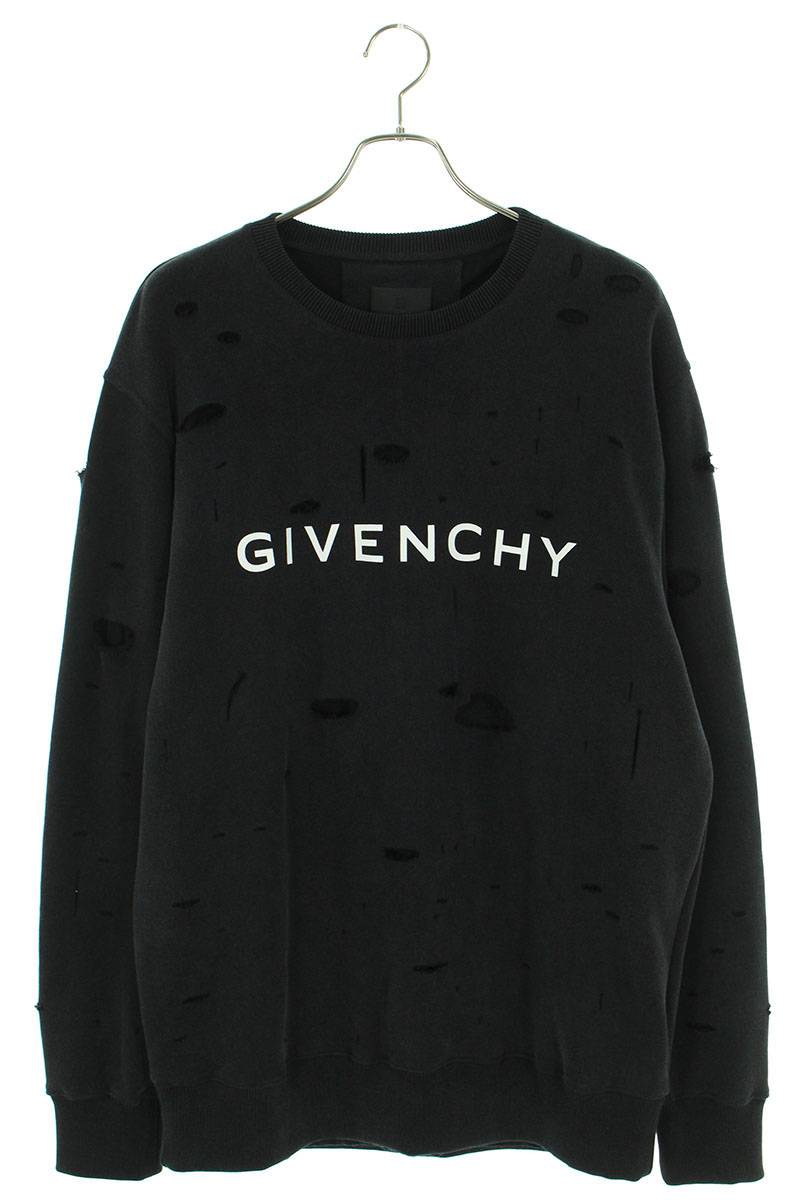 ジバンシィ GIVENCHY　サイズ:S 23AW BMJ0KE3Y9W クラッシュ加工ロゴスウェット(ブラック)【612132】【SS13】【メンズ】【新古品】bb20#rinkan*N