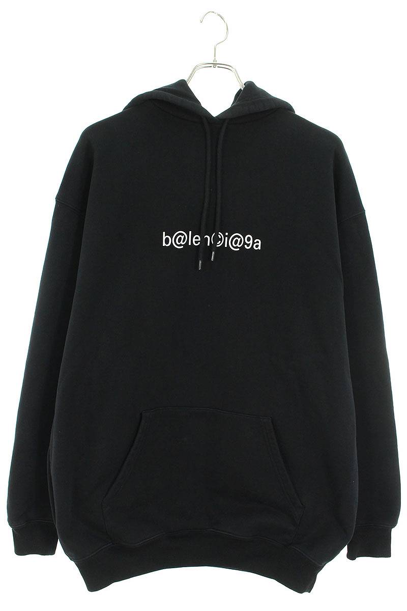 バレンシアガ BALENCIAGA　サイズ:XS 578135 TIV51 シンボリックロゴオーバーサイズパーカー(ブラック)【112132】【OM10】【メンズ】【中古】bb355#rinkan*B