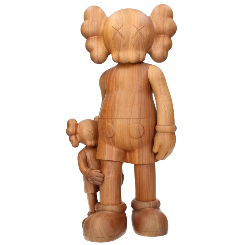 ベアブリック BE@RBRICK　×カウズ KAWS　 KARIMOKU Good Intentions Wooden Figure ×カリモク グッド インテンションズ ウッデンフィギュア(ブラウン)【012132】【BS99】【小物】【中古】bb18#rinkan*A