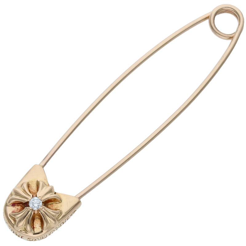 クロムハーツ Chrome Hearts　サイズ:LARGE 22K SAFETY PIN L DIA 22Kラージセーフティピン 1ダイヤ ゴールドネックレストップ(イエローゴールド×クリア 5.87g)【412132】【SJ02】【小物】【中古】bb87#rinkan*B