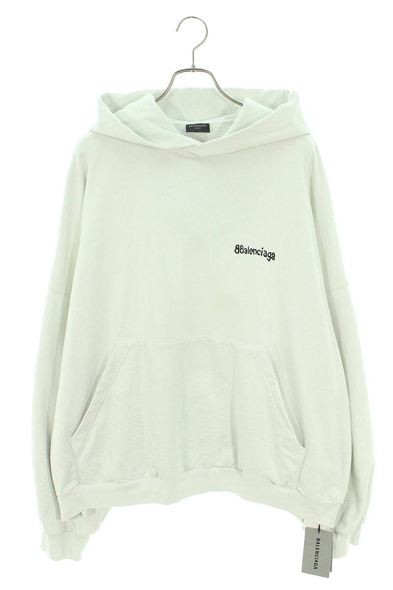 バレンシアガ BALENCIAGA　サイズ:1 23AW 713677 T0VP1 胸ロゴラージフィットパーカー(ホワイト調)【022132】【OM10】【メンズ】【レディース】【中古】bb131#rinkan*A