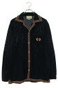 グッチ GUCCI　サイズ:L 574087 XJA6D ロゴ刺繍シェリーライン長袖シャツ(ネイビー調)【801042】【BS99】【メンズ】【中古】bb411#rinkan*B