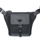 プラダ PRADA　 三角ロゴプレートレザー切替ナイロンショルダーバッグ(ブラック)【522132】【SS13】【小物】【中古】bb17#rinkan*S