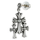 クロムハーツ Chrome Hearts　 3 CH CROSS DROP トリプルCHクロスピアス(シルバー 2.72g)【722132】【SJ02】【小物】【中古】bb82#rinkan*B