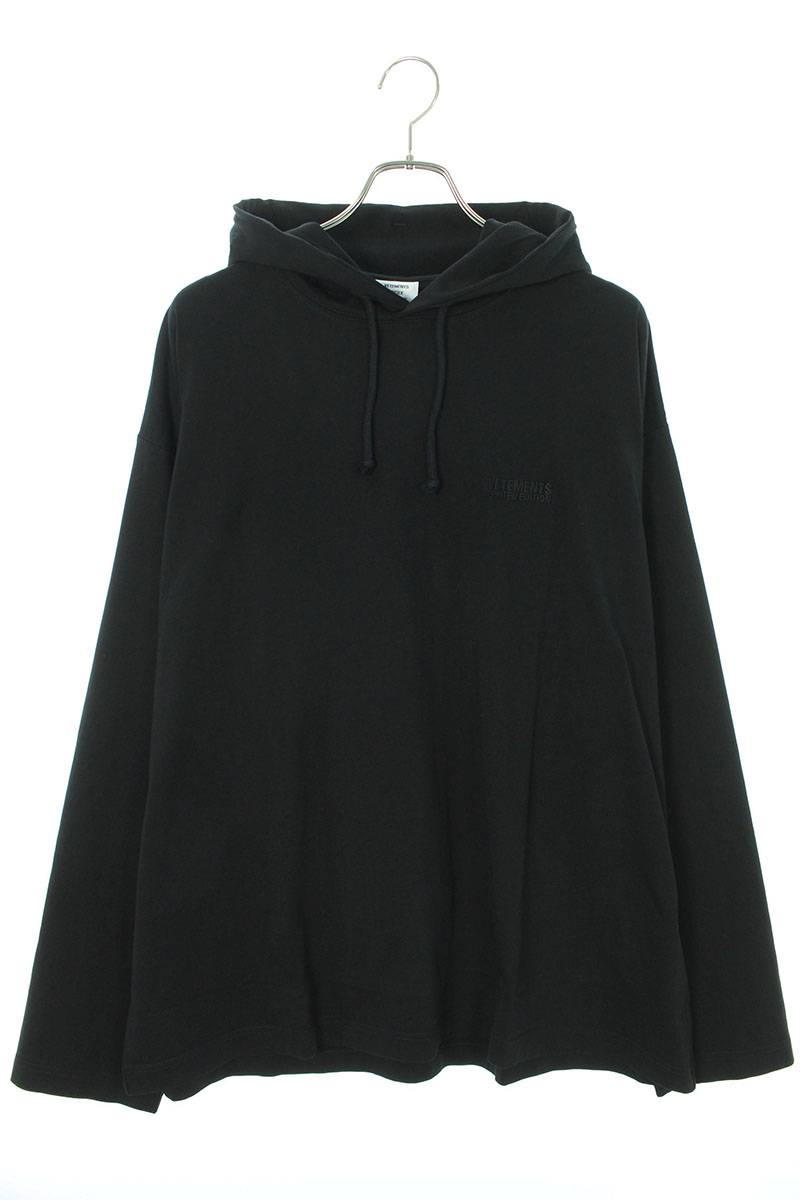 ヴェトモン VETEMENTS　サイズ:XS 24SS UE64LS300B ブラックアウトロゴフードカットソー(ブラック)【501042】【SB01】【メンズ】【新古品】bb20#rinkan*N