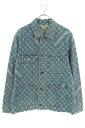 シュプリーム ルイヴィトン SUPREME LOUISVUITTON　サイズ:46 17AW LV Jacquard Denim Trucker Jacket モノグラムジャガードトラッカーデニムジャケット(ブルー)【011042】【SS13】【メンズ】【中古】bb310#rinkan*B