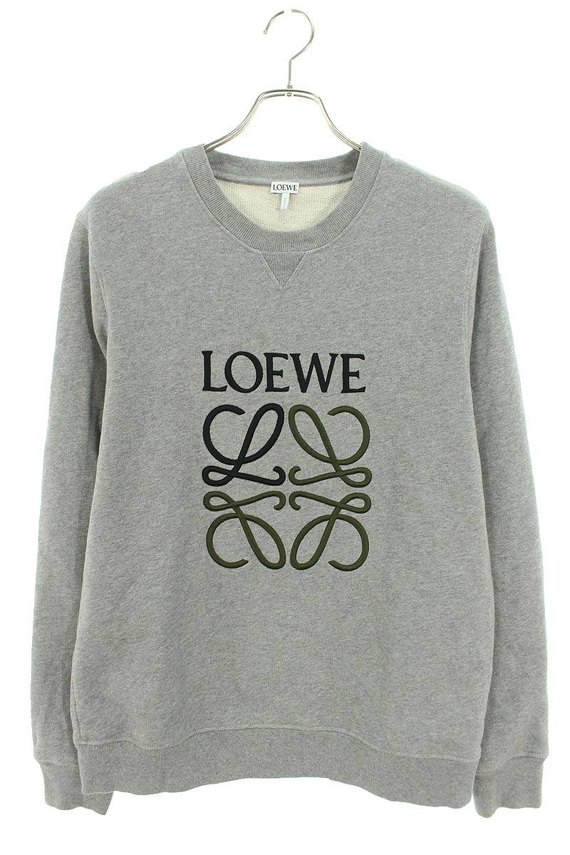 ロエベ LOEWE　サイズ:XL H526341XA1 アナグラムエンブロイダリークルーネックスウェット(グレー)【011042】【SS13】【メンズ】【中古】bb349#rinkan*B