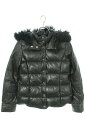 クロムハーツ Chrome Hearts サイズ:S アルパカファーフードレザーダウンジャケット(ブラック)【529042】【OS06】【レディース】【中古】b...