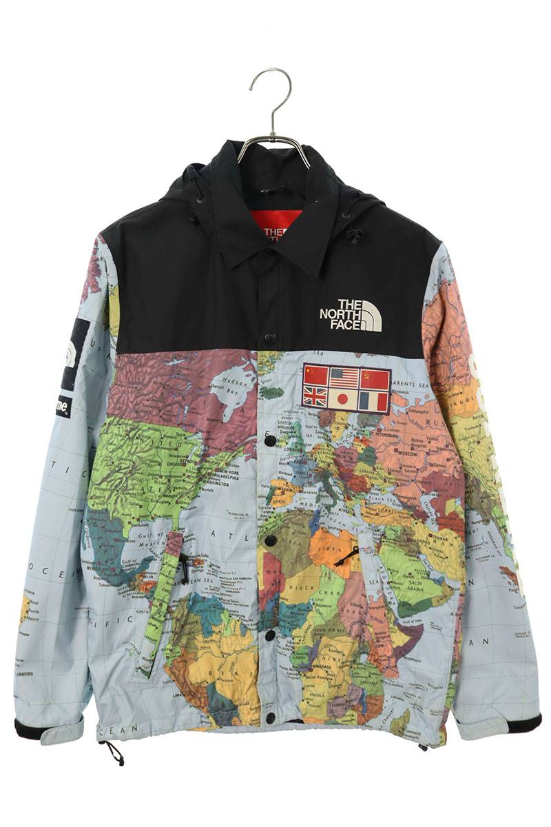 シュプリーム SUPREME　×ノースフェイス THE NORTH FACE サイズ:S 14SS Expedition Coaches Jacket MAP国旗エクスペディションコーチジャケットブルゾン(ブルー調)【102042】【SB01】【メンズ】【中古】bb297#rinkan*C