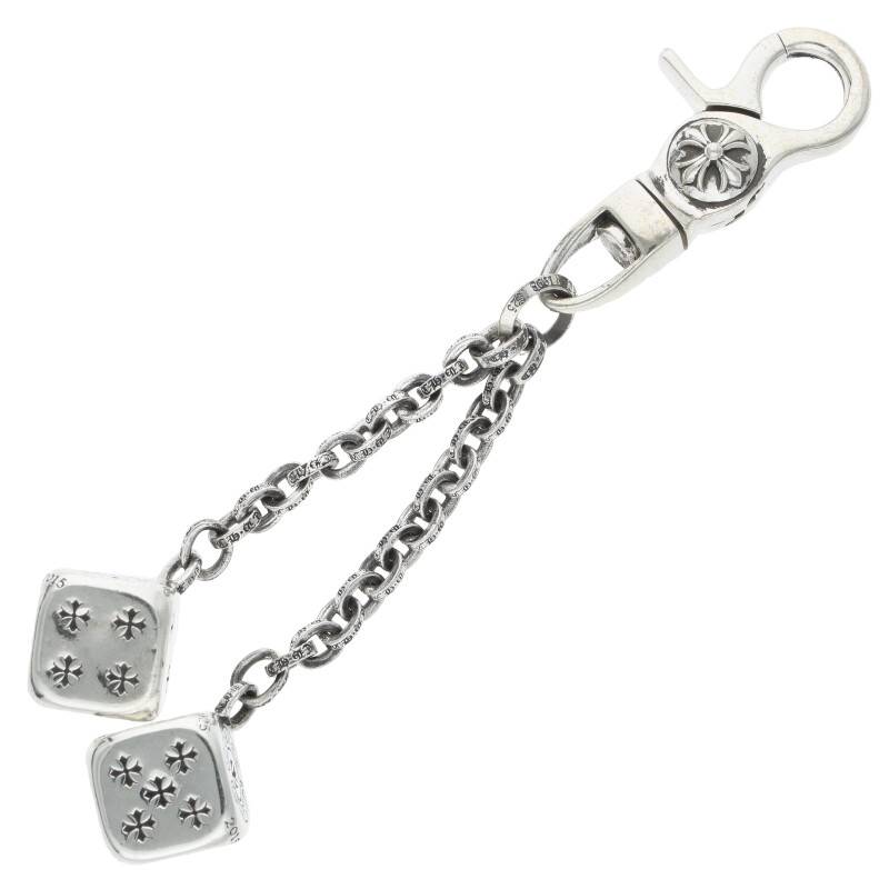 クロムハーツ Chrome Hearts　 DICE DBL ダブルダイス シルバーキーチェーン(シルバー 85.61g)【021042】【GZ11】【小物】【中古】bb382#rinkan*B